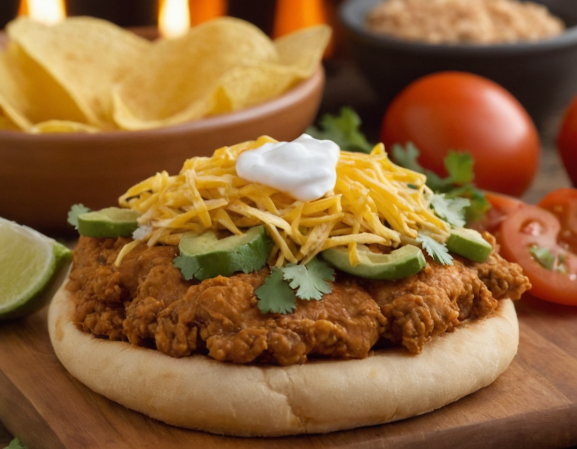 Delicious Chicken Chalupa topped with fresh ingredients